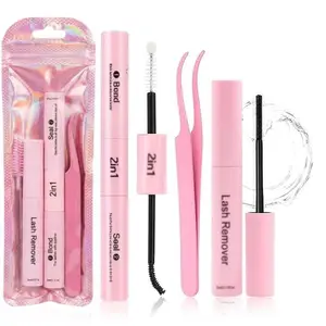 SOSIAYCICI Waterproof Bond and Seal 4 in 1 Long Lasting Cluster Lash Glue Tool Kit for DIY Eyelash Extensions Waterproof Strong Hold Cluster Lash Glue & Seal Waterproof with Removers | Tweezers for Beginners