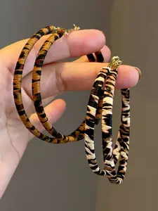 Fashion Exaggerated Leopard Print Large Hoop Earrings for Women, Animal Print Earrings, Daily Wear Holiday Gift, Perfect for Any Occasion