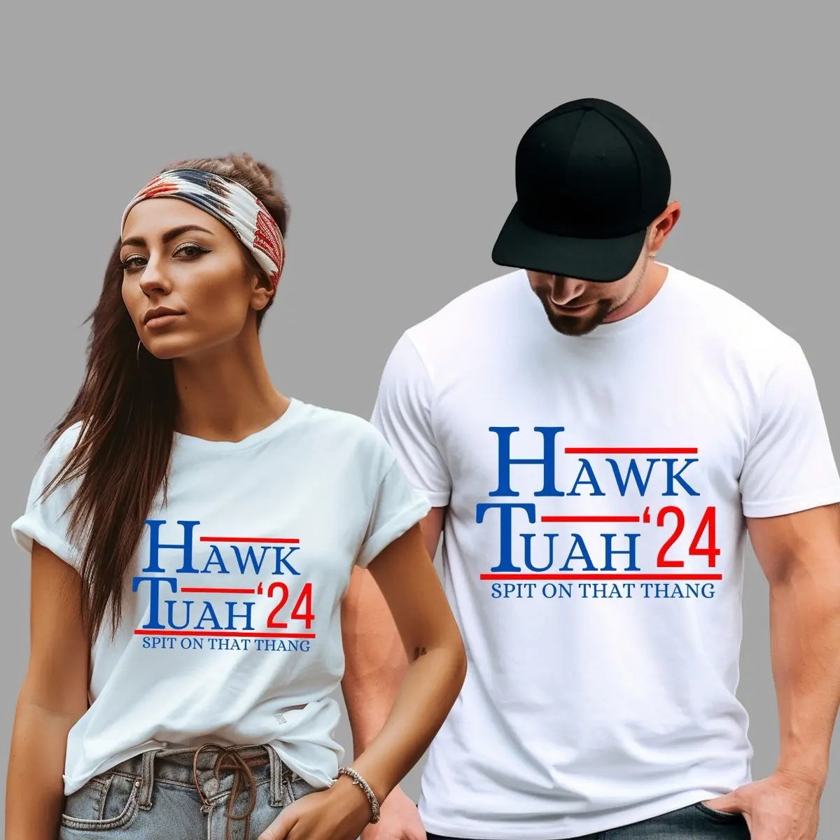 Hawk Tuah Spit On That Thang 24’ White Tshirt