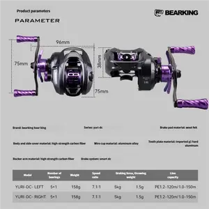 Xiongwang Yuri DC Baitcasting Reel, Intelligent Electronic Brake Fishing Reel, Lightweight Carbon Long Casting Reel for Bass Fishing