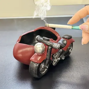 Motorcycle ashtray, creative and personalized, trendy, suitable for home living rooms, vintage European-style office decoration, anti-ash scattering