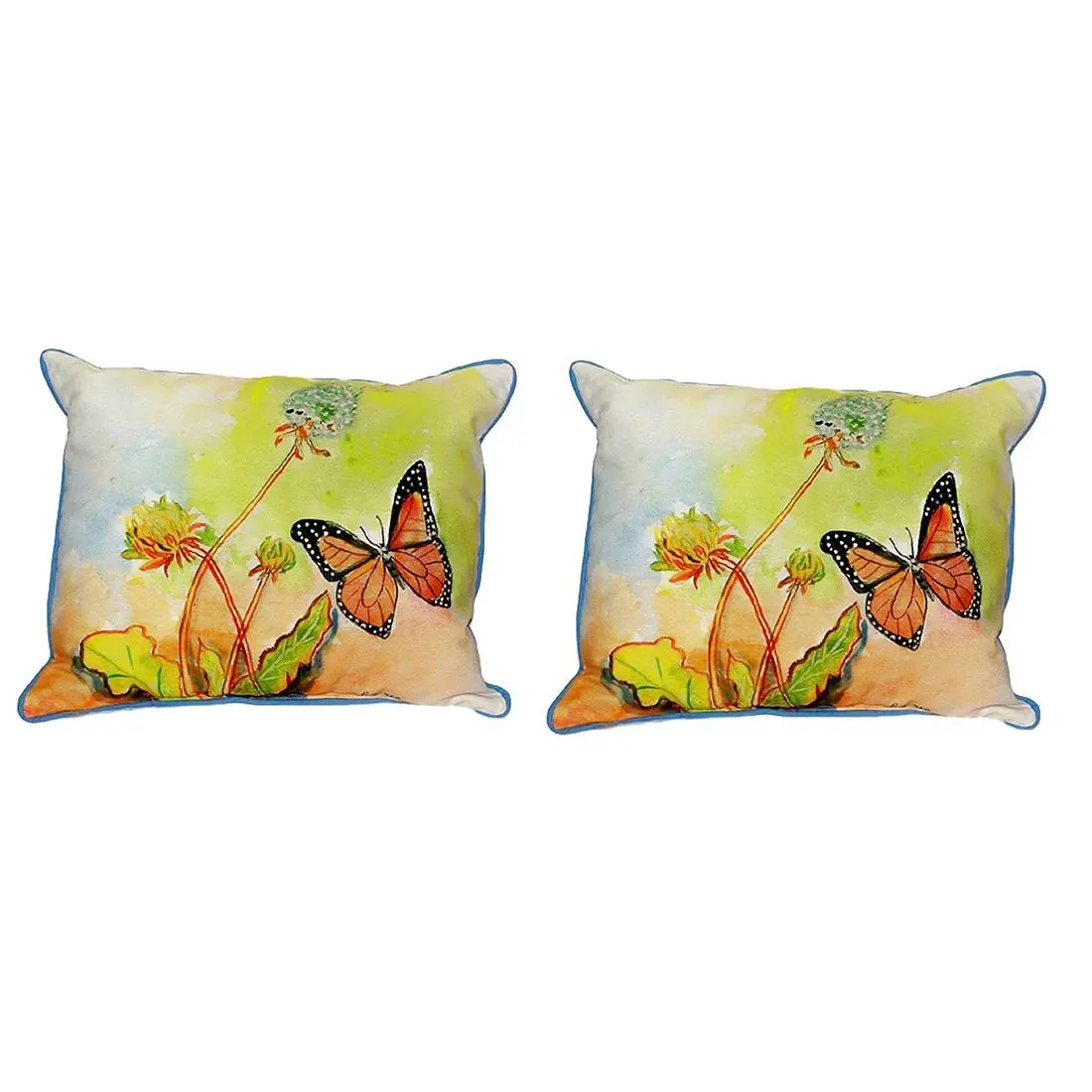 Pair of Betsy Drake Betsy’s Butterfly Large Indoor/Outdoor Pillows