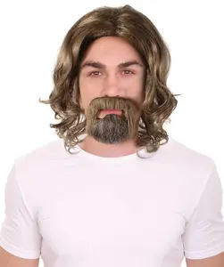 Adult Men's The Big Dude Wig and Beard Kit, Dark Brown, Soft Synthetic Fibers, Ideal for Halloween and Cosplay Parties