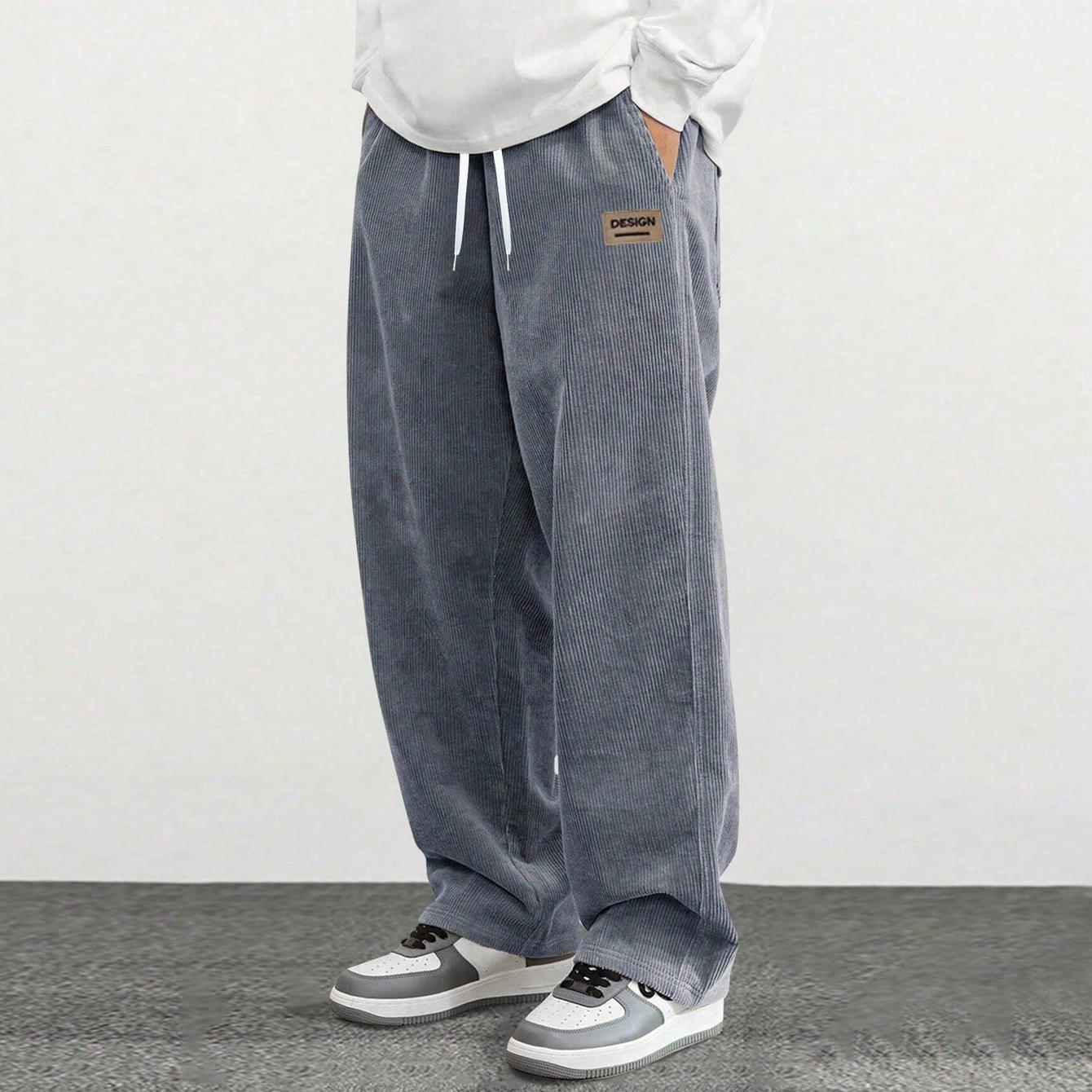 Men’s corduroy casual pants, loose straight fit, versatile for spring, summer, and autumn