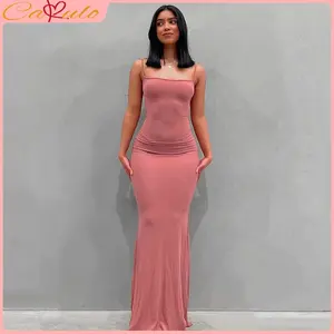 Satin Slip Sleeveless Backless Maxi Dress Comfort Elegant Bodycon Womenswear