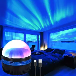 Indoor lighting aurora projection lamp, USB powered with remote control - multi-color flashing effect for Halloween, Christmas, Spring Festival, Eid al Adha, and Ramadan decorations