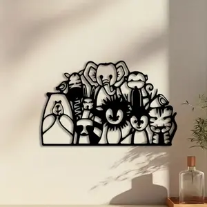 1pc Whimsical Elephant and Giraffe Metal Wall Art, Whimsical Elephant and Giraffe Statue Mural, Perfect for Living Room, Garden, Zoo Corner Decor, Christmas Decor, Ideal Gift for Parents weird home decor