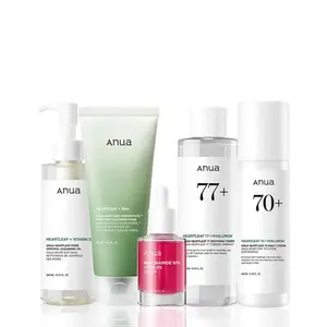 （LIVE）Korean Glass skin (Oil Cleanser +Deep Cleansing foam+Heartleaf Toner + Pink Serum+CalmingMoisturizer)|Suitablefor makeup,makeup, make uptools set