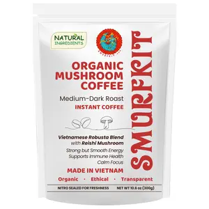 SMURFKIT Mushroom Coffee Robusta Blend with Reishi, Instant Coffee