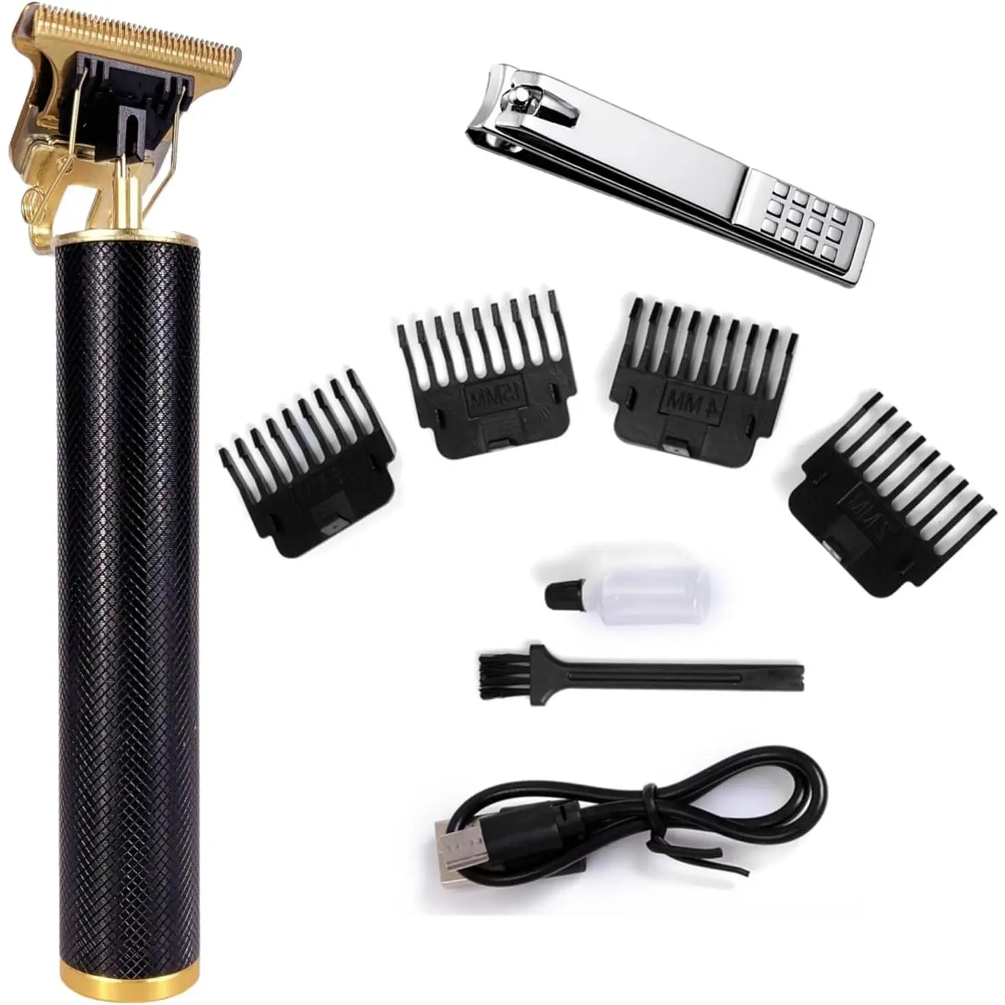 Rechargeable T-Blade Hair Clippers for Men, Approached Zero Gapped Hair Trimmer, Home Hair Cutting Cordless Grooming Kit, Black,summerwins