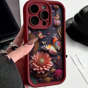 Floral Pattern Flower Phone Case, Anti-drop Cellphone Protective Case, Total Protective Shockproof Mobile Phone Cover for iPhone