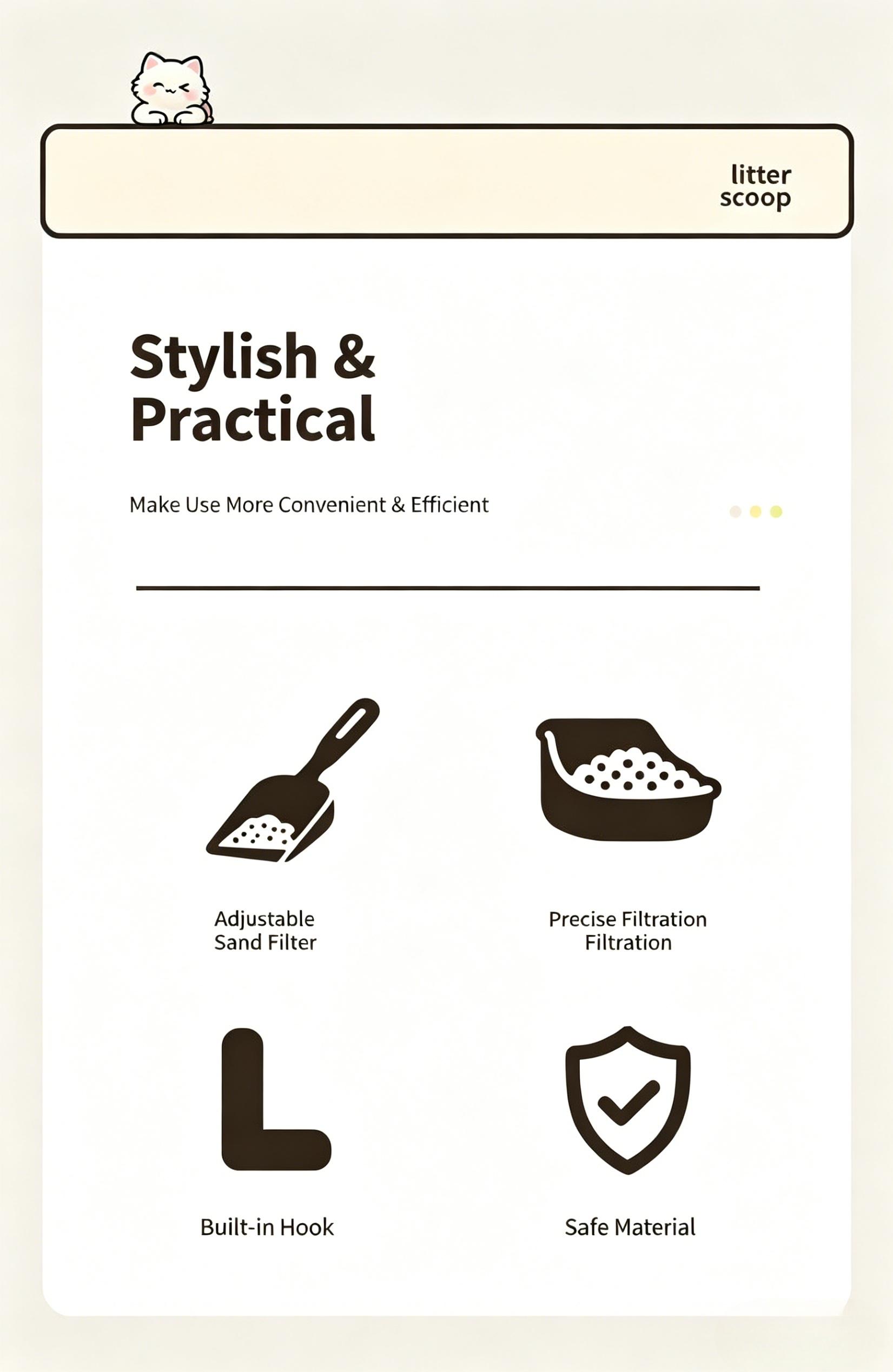 Thickened Large-Hole Adjustable 2-in-1 Cat Litter Scoop Cat Waste Sifting Scoop Cat Poop Scoop for Tofu Cat Litter Pet Litter Box Sifting Cleaning Scoop Oversized Sifting Litter Scoop Cat Litter Box Cat Litter Scoop  Cat stuff for indoor   Pet stuff