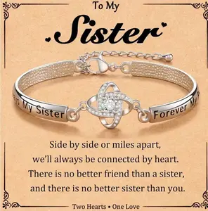 Christmas Gift, Engraved Infinity Bangle Bracelet, Birthday Anniversary Valentines Xmas Jewelry Presents for Sister Girls