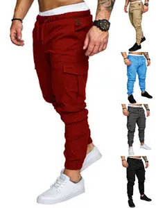 Men's Solid Casual Cargo Pants, Relaxed Fit Mid-Rise Tapered Leg, Multi-Pocket Drawstring Elastic Waist, Classic Bottoms for All-Season Wear, Versatile Gift Idea, Today's Clearance, Essential for Man's Wardrobe.