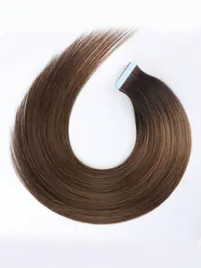 TP2/6# Dark Brown Rooted Brown Balayage Color Tape In Hair Extension 50g 20pcs/Pack 100% Human Hair Extension For Salon Silky Seamless Invisible For Thinning Hair Woman Natural Look