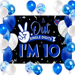 LaVenty 10th Birthday Decorations for Boys, Double Digits Birthday Decorations with Bruh Im 10 Theme, 10 Year Old Boy Birthday Decor Supplies for Double Digits Birthday Boy (Blue)