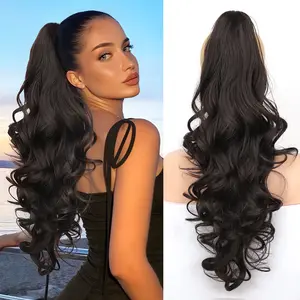 [Black Friday] Kookastyle 24" Curly Wavy Ponytail Extension with Claw Clip Long Hairpiece for Women Natural Looking Jaw Clip on Ponytails