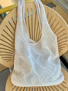 Fashionable Women's Hollow Knit Messenger Bag, Large Capacity Handbag, Perfect for Beach Casual Travel Shoulder Bag, Crossbody Crochet Bags