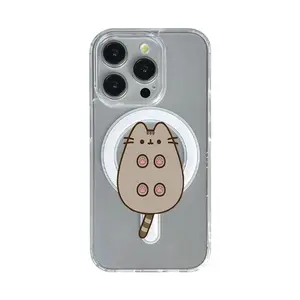 Magsafe Singel Pusheens Phone Case That Features Ice Cream, Clear magnetic, shockproof Compatible with for Samsung and iphone Models 17,16, 15, 14, 13, 12, 11 Pro Max, Halloween Christmas gift Made of Transparent TPU Soft Shell Smartphone