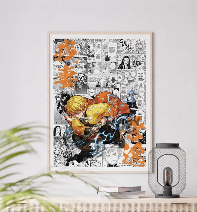 Anime Manga Poster - Demon Zenitsu - Wall Art - Hashira - Anime Gift - POSTER NO FRAME