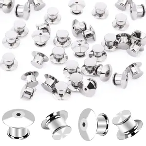 Metallic Pin Back, 20pcs Silver Lock Pin Back, Flat Head Pin Board Fasteners for DIY Craft, Durable Pin and Badge Protector for Badge Making