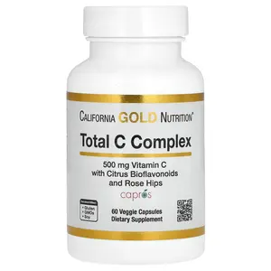 California Gold Nutrition Total C Complex with Ascorbic Acid, Amla Extract, Citrus Bioflavonoids & Rose Hip Extract, 500 mg, 60 Veggie Capsules