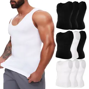 CATTIBOR 1/2/3/4 PACK Men's Compression Vest Shapewear Tanks Tops,Sport Vest Body Shaper Tummy Control Tops for Running Fitness Menswear Underwear,Back to School Outfits Springtok