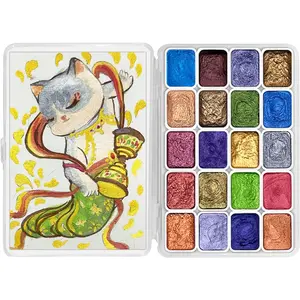 Mini Forestry Shifting Watercolor Painting Set, 20 Color Shifting Watercolor  Kit, Shimmer Metallic Watercolor Paints, Glitter Watercolor , Solid, DunHuang Style
