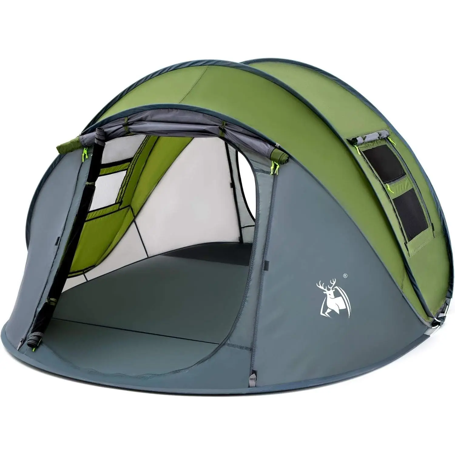 4 Person Easy Pop Up Tent,9.5X6.6X52'',, Automatic Setup,2 Doors-Instant Family Tents for Camping, Hiking & Traveling