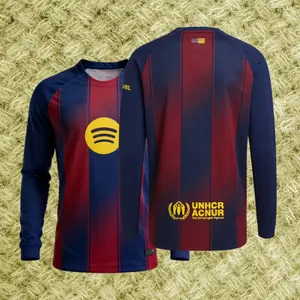 2526 Home Red Blue Retro Long Sleeve Soccer Football Jersey LALIGA