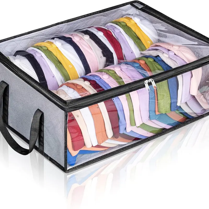 [New Deal] 40 Caps Hat Storage for Baseball Caps, Large Holds up to Wide Hat Organizer for Closet Snapback Holder, Grey