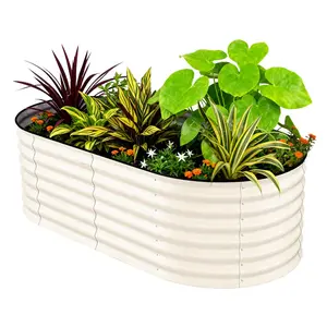 [FLASH SALE] Garvee 6' X 3' X 2' Galvanized Raised Garden Bed Rust-Resistant Metal Planter Box 24" Tall Easy Assembly Beige Outdoor Gardening