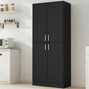Kitchen Pantry Cabinet, 71" Tall Wood Storage Cabinet with Doors and Shelves 4 Doors Freestanding Cupboard for Dining Room Living Room Bathroom Furniture