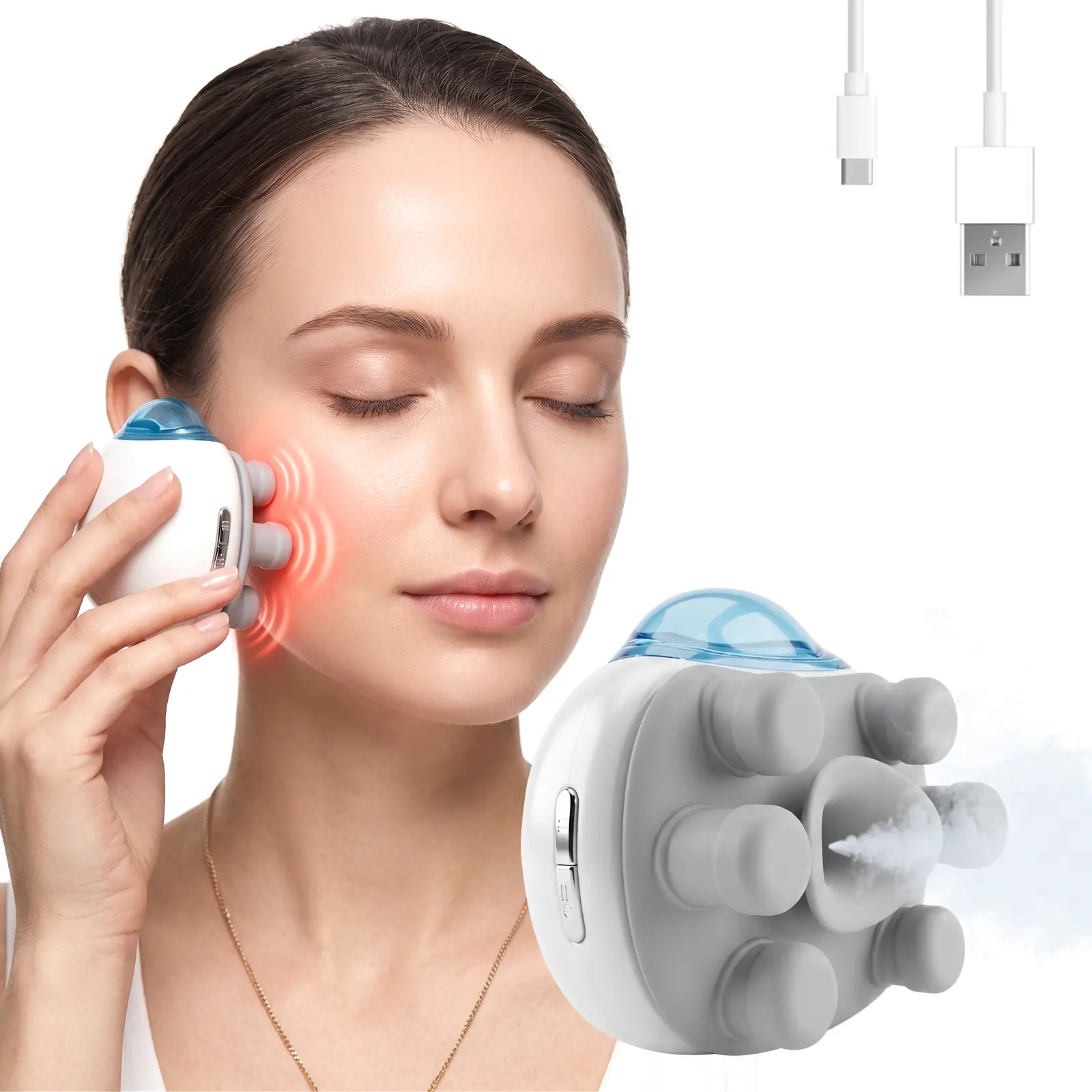 Rechargeable Eye Massager, Portable Eye Care Device with Mist Spray, 3 Modes, Pressure Massage, Type-C Charging and 10-Min Auto-Off for Daily Beauty Routine