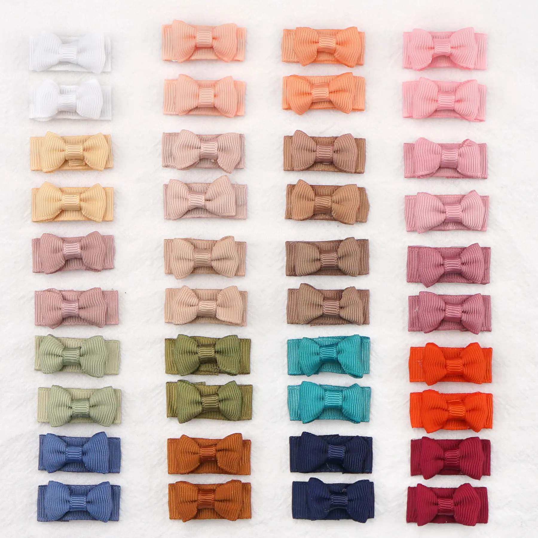 20 Pairs (40pcs)  Hair Snap Clips, 1.2" Mini Grosgrain Ribbon Hair Bows Set, Tiny Thin Non-Slip Snap Barrettes