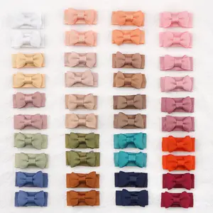 40 Pairs (80pcs)  Hair Snap Clips, 1.2" Mini Grosgrain Ribbon Hair Bows Set, Tiny Thin Non-Slip Snap Barrettes