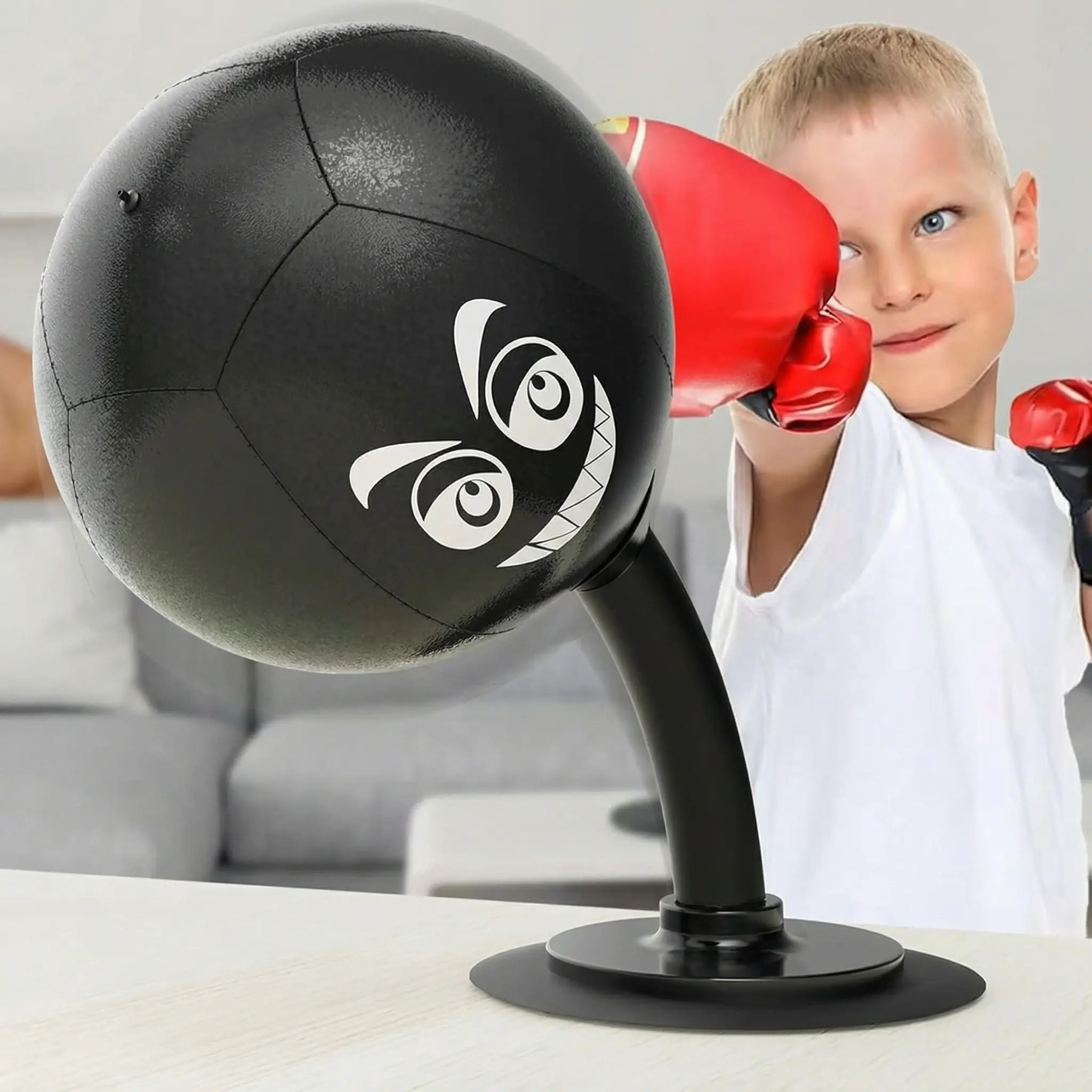 Freestanding Desktop Boxing Reflex Ball - Heavy-Duty Suction Cup Base, Kid-Friendly Punch Gear for Kids, Office Stress Reliever, Adult Boxing Training Equipment