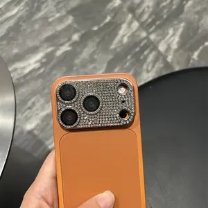 2-Pack Diamond Encrusted Phone Lens Film Full Coverage Metal Electroplated Protection Compatible with Apple iPhone 17 Pro Max/17 Pro/16 Pro/16 Pro Max/15 Pro/15 Pro Max