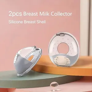 2pcs Boxed-wearable Silicone Anti-overflow Milk Pad With Scale, Portable And Reusable Silicone Breast Milk Collector, Mother's Milk Collector, 2oz/60ml, With Stand, Soft Breast Shell, Portable Travel Milk Saver For Breastfeeding