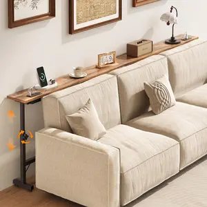 2-Pack 79" Behind Couch Table with Adjustable Height Narrow Console Sofa Table with 2 Power Outlets Long Entryway Table for Hallway Bedroom Living Room Decor Foyer Furniture Rustic Brown