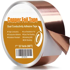 Copper Foil Tape (1inch X 66 FT) with Conductive Adhesive for Guitar and EMI Shielding, Crafts, Electrical Repairs, Grounding,Masking Tape.