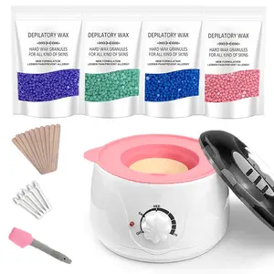 Nose Waxing Kit,Wax Warmer For Hair Removal With 4 Bag 100G & 5 Nose Sticks Hard Wax Beads Kit, Wax Melt Warmer Kit For Women Men Full Body, Legs, Face,Wax Heater Warmer Kit