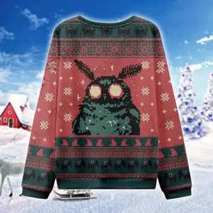 Mothman Ugly Christmas Sweater, Cryptid Holiday Jumper, Funny Moth Monster Xmas Shirt
