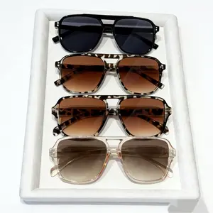 4-Pack Unisex Y2K Aviator Sunglasses Set Lightweight Polarized Sports Glasses Versatile Stylish Accessories for Daily Outdoor Use Square Vintage Small Oval Double Bridge Designs 22g