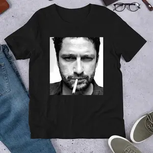 Gerard Butler Black  White Portrait T-Shirt