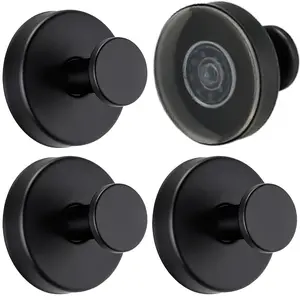 A pack of 4 stainless steel strong suction cup hooks, wall suction cup bathroom hooks, no drilling required, suitable for smooth surfaces such as bathroom walls, glass doors, mirrors, kitchens, etc., can hang towels, bathrobes, hats, coats