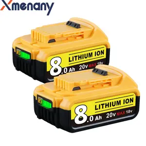 2 Pack 20V 8.0Ah Lithium Ion Replacement Battery Compatible with Dewalt High Capacity for Cordless Tools, Compatible with 20V Models DCB203/204/206