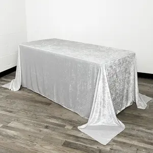 90 x 156 Inch Rectangular Crushed Velvet Tablecloth White 90 x 156 Inch Rectangular Crushed Velvet Tablecloth White