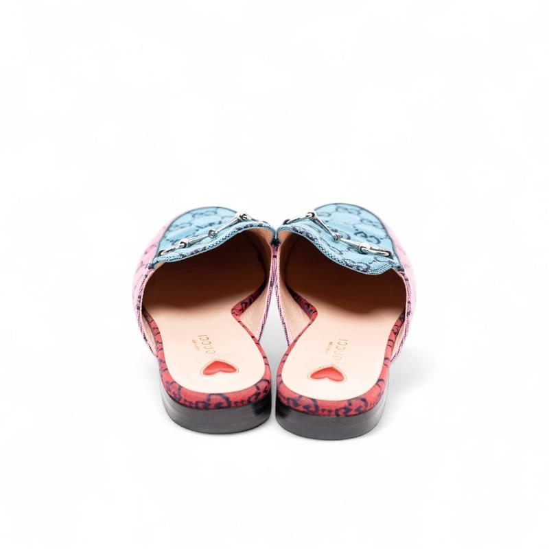Authentic, Pre-owned Gucci Multi-colored Monogram Princetown Mules,  EU 38