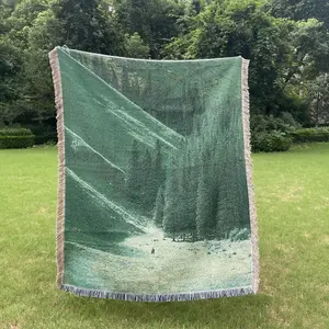 Forest mountain scenery Pattern Blanket, Soft Portable Outdoor Picnic Blanket, Bed Blanket, Sofa Blanket, Camping Blanket, Beach Blanket, Tablecloth, Tapestry